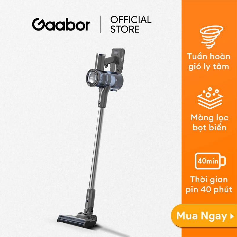 Máy hút bụi không dây lực hút li tâm GAABOR VCL10E-BK01A dòng DEEP SEA cao cấp, pin Lithium tháo rời có đèn LED  - Hàng chính hãng