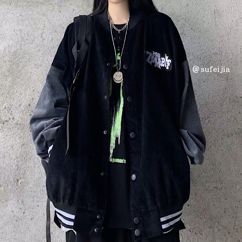 Áo Khoác Bomber Kaki Nhung Tăm ZOMBIF Nam Nữ Unisex Form Rộng Ulzzang KUN