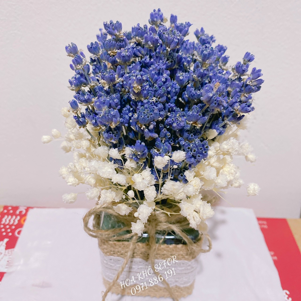 Hoa khô Lavender ️Lọ hoa Lavender để bàn, làm quà tặng