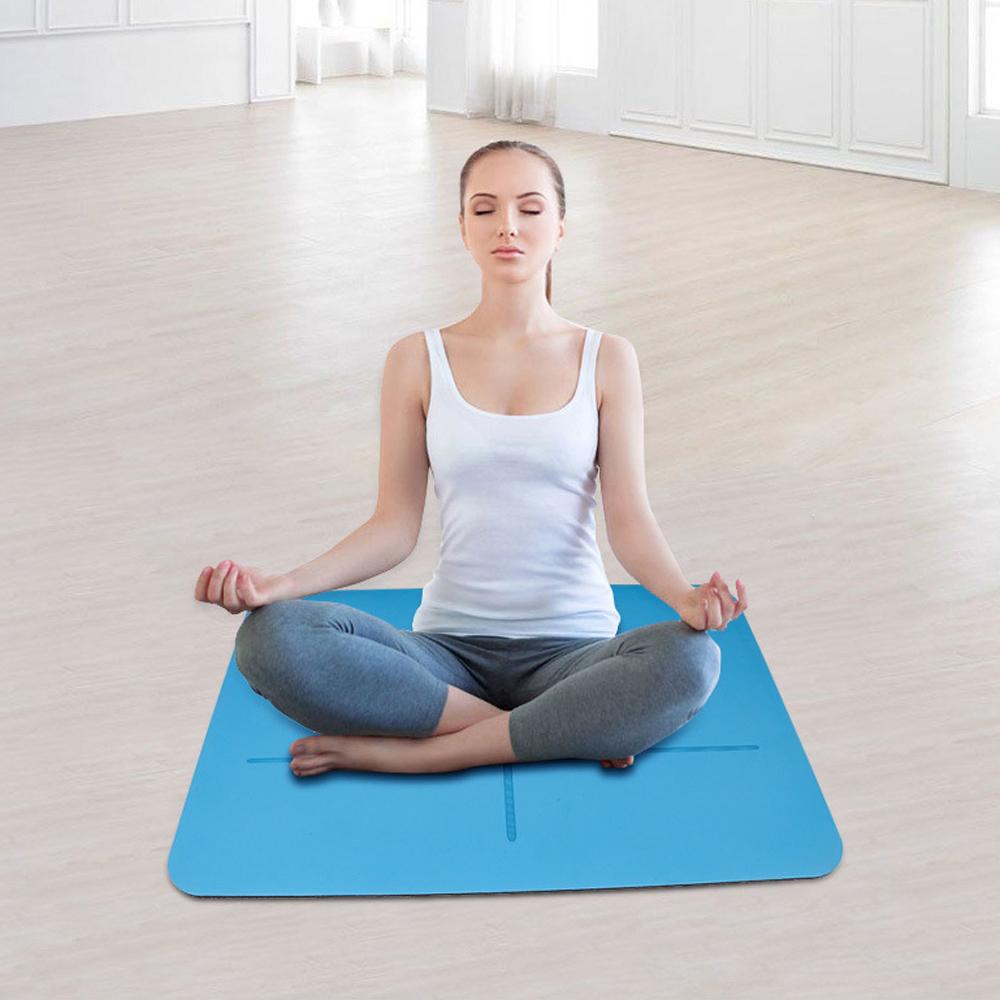 23.6x15.7in Mini Yoga Mat Portable Exercise Mat with Alignment Lines Anti-slip Sports Mat for Sitting Kneeling