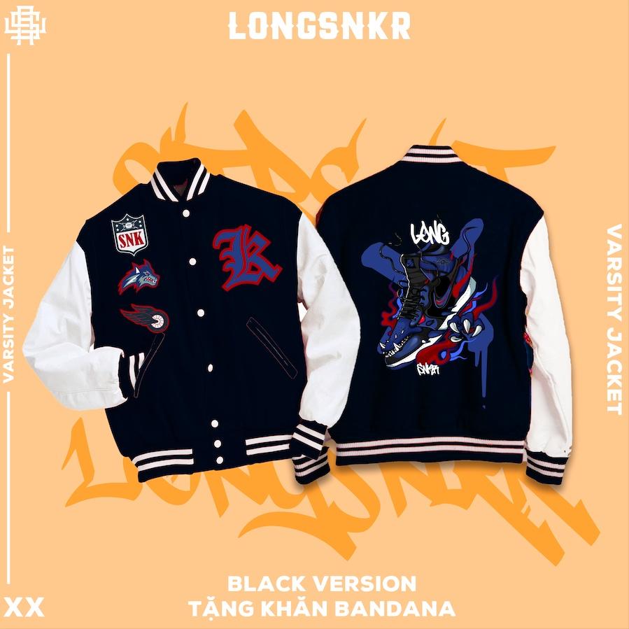 _ Áo khoác VARSITY ĐEN VER2 Hắc Long họa tiết Longsnkr chất nỉ cao cấp - Bomber /Varsity