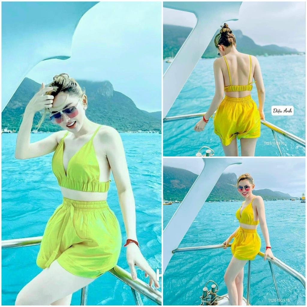 Sét 3 món Áo sơmi kèm Bra và Quần ngắn siêu HOT