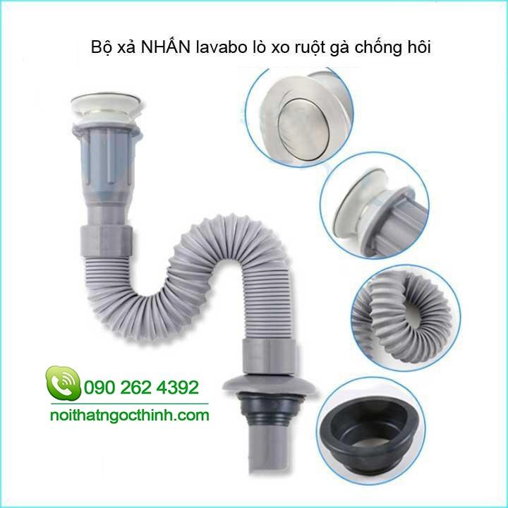 Xả lavabo ruột gà chống hôi - xả Xi phông gắn lavabo sứ
