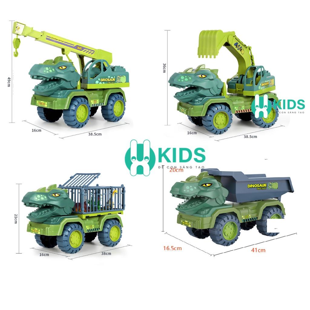 Đồ chơi xe ô tô khủng long chở thú chuyên dụng cỡ lớn trẻ em, có sẵn khủng long nhỏ đi kèm cho bé