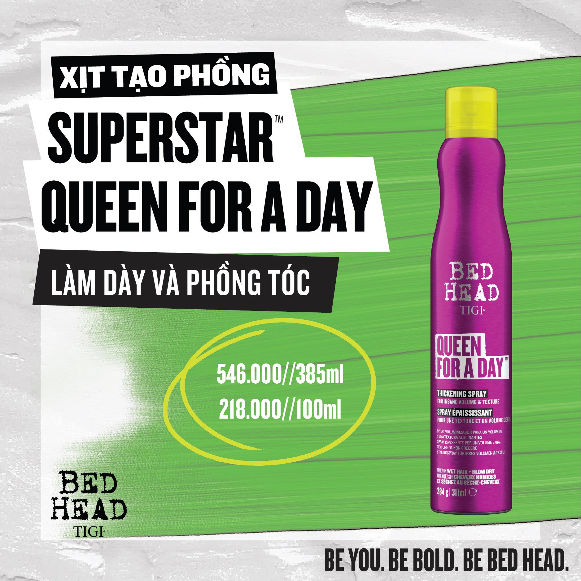Xịt tạo phồng và làm dày tóc TIGI BED HEAD Superstar Queen for a Day 300ml