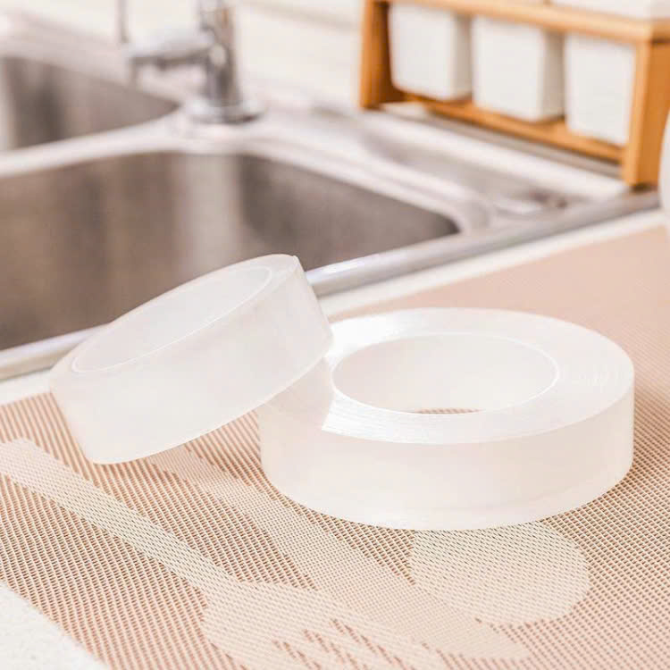 Cuộn băng keo trong suốt đa năng dán siêu dính trên mọi bề mặt, keo nano 2 mặt chống thấm tiện lợi dài 3cmx5m Cuộn keo chống thấm nhà bếp trong suốt