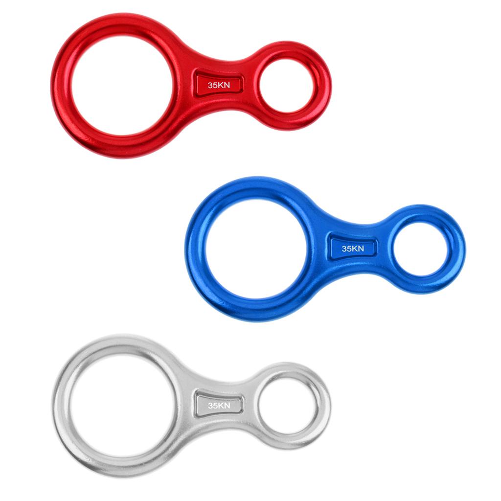 35KN Figure 8 Climbing Mountaineering Rappelling Ring Belay Device Red