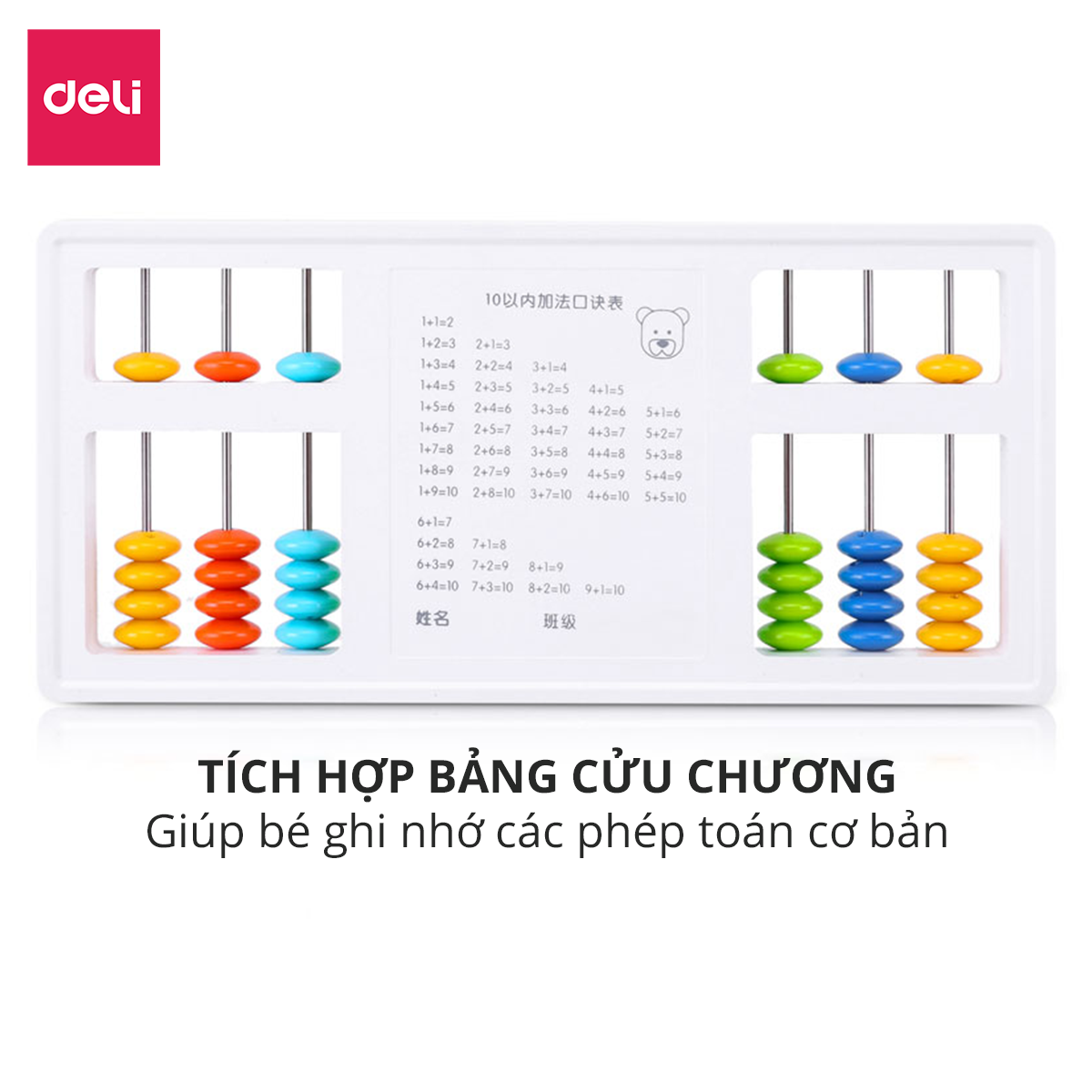 Bàn tính gảy hạt soroban 5/7 dòng dành cho bé học toán làm toán nhanh Deli - 74320 / 74322