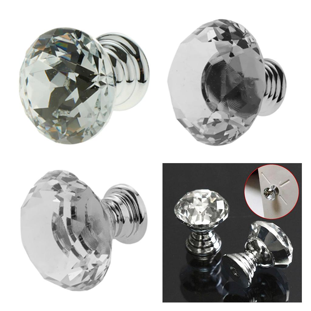 10x Glass Diamond Door Knob Drawer Dresser Pull Handle Cabinet Hardware
