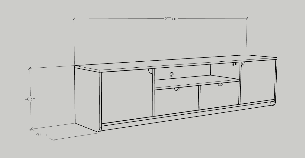 [Happy Home Furniture] CIRCLE , Kệ TIVI 2 cánh mở - 2 ngăn kéo , 200cm x 40cm x 48cm ( DxRxC), KTV_018
