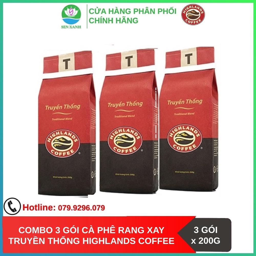 Combo 3 gói Cà phê Rang xay Truyền thống Highlands Coffee 200g