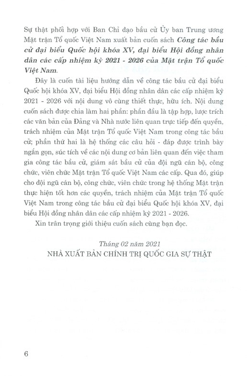 Công Tác Bầu Cử Đại Biểu Quốc Hội Khóa XV, Đại Biểu Hội Đồng Nhân Dân Các Cấp Nhiệm Kỳ 2021-2026 Của Mặt Trận Tổ Quốc Việt Nam