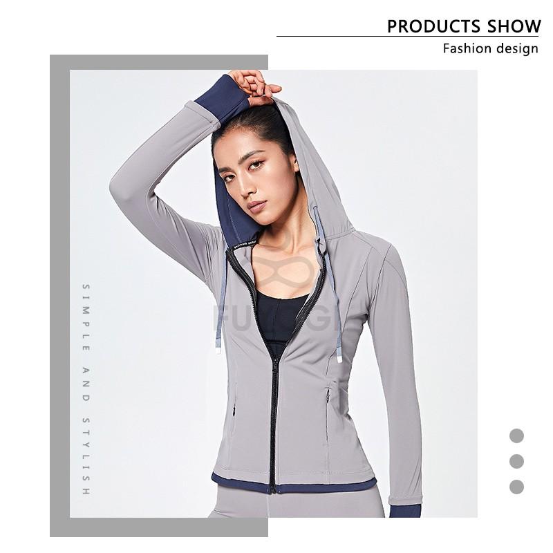 Women's Sports Jacket Breathable Slim Fit Long Sleeve Hooded Sweatshirt Outdoor Running Fitness Sportswear
