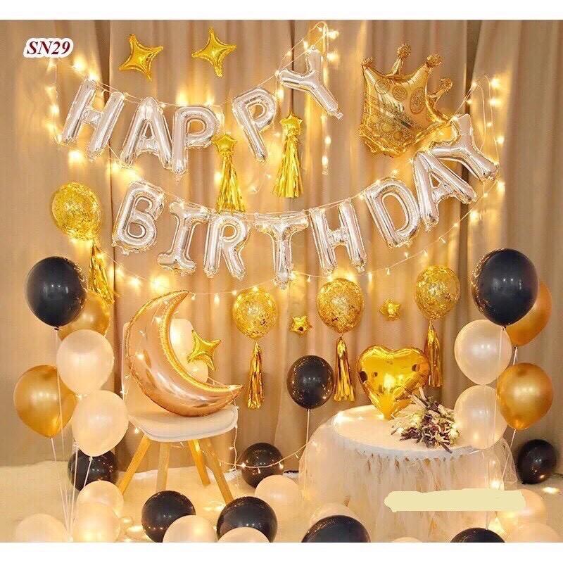 Set️bóng trang trí sinh nhật️Happy Birthday kèm đèn Led