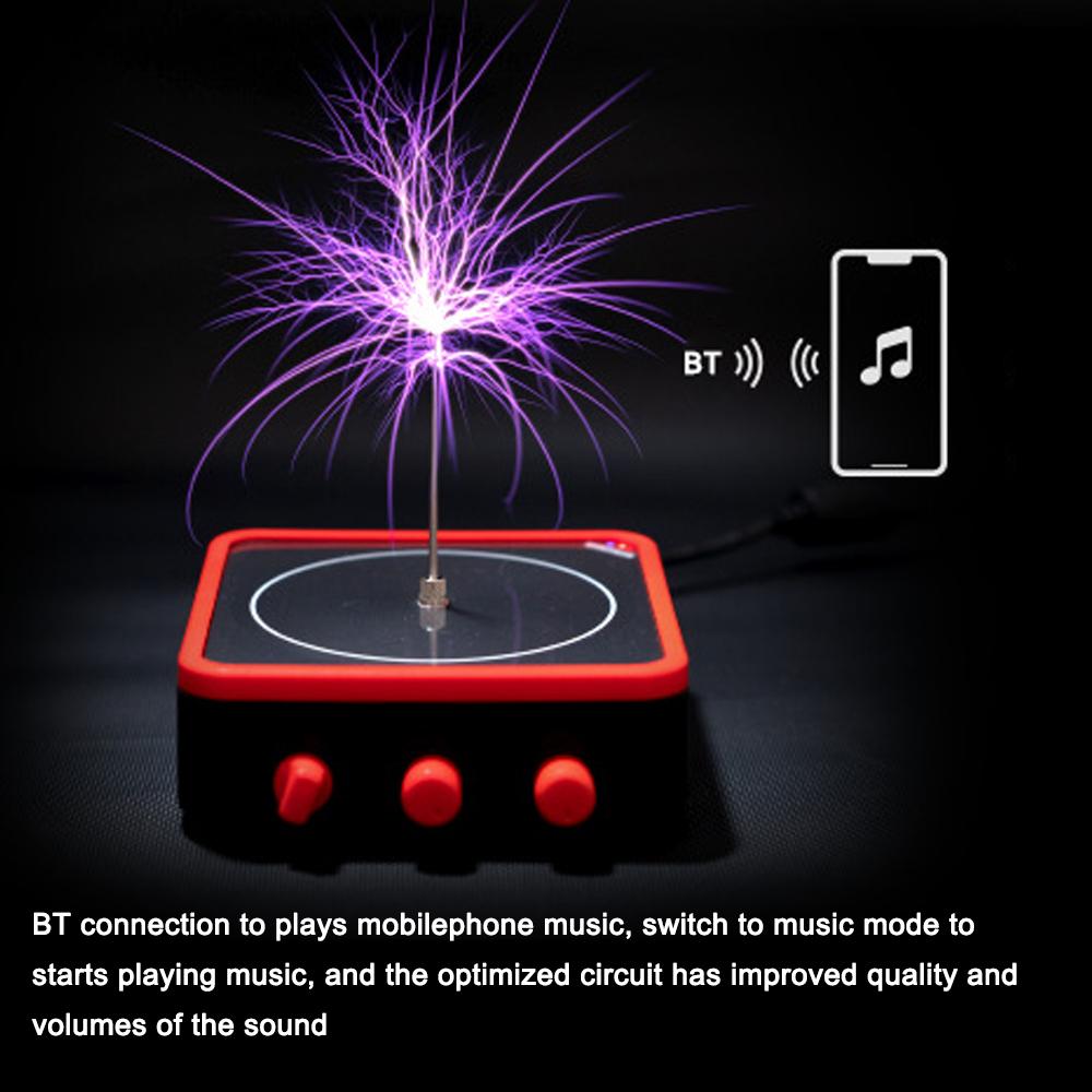 Multifunctional Electronics Mobilephone BT Connection Music Tesla Coil Module Artificial Lightnings Pulse 80mm Electric Arc Generator Wireless Sound Transmission Science Experimental Toy Student Teaching Aids