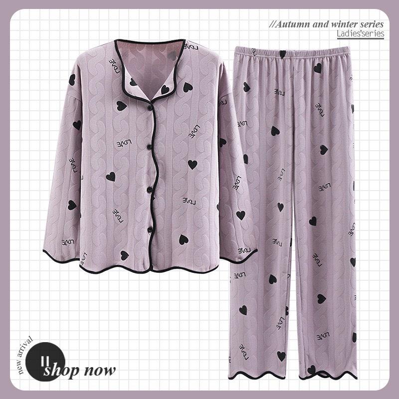 Bộ Mặc Nhà Pyjama, Bộ Ngủ Cổ Bẻ Hàng Qc Chất Liệu Cotton Nâng Cấp Co Giãn Mềm Mại