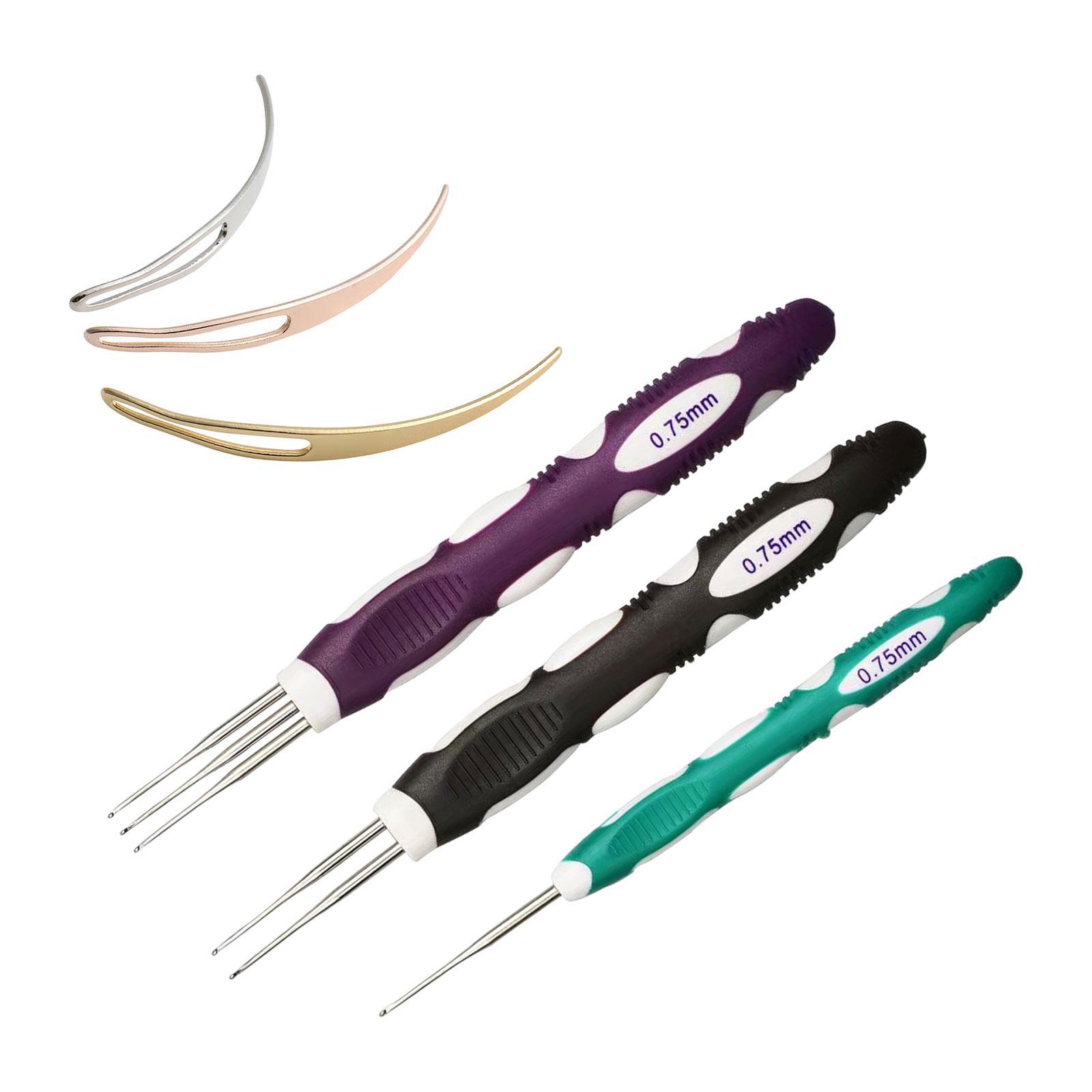 6x Dreadlock Crochet Hook for Hair Hair Making Salon 0.75mm Hair Interlocking Tool Include 1 Hook, 2 Hook and 3 Hooks