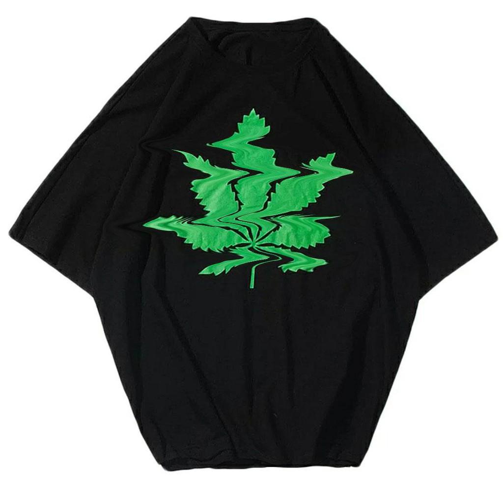 Áo thun unisex form rộng tay lửng nam nữ hàn quốc Lá MCLE 2021 aothununisex