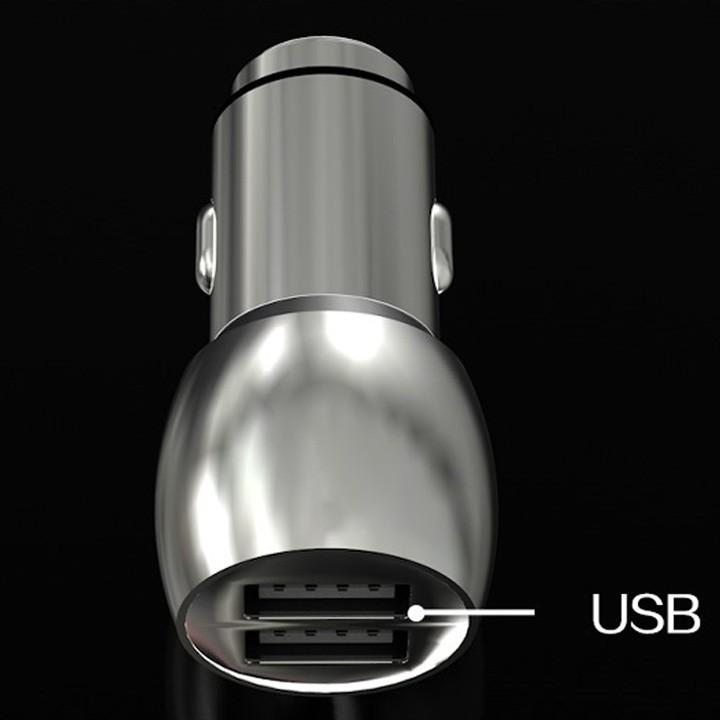 Tẩu Sạc Điện Thoại 2 Cổng USB Cao Cấp Vỏ Kim Loại M7 Trên Ô Tô - HOt