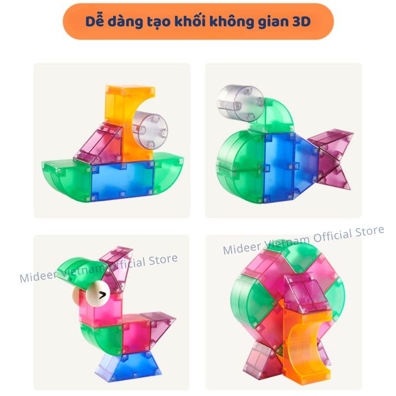 Đồ chơi xếp hình nam châm ánh sáng hình khối - Mideer Creative Magnetic Building Blocks - Dành cho bé từ 3 tuổi