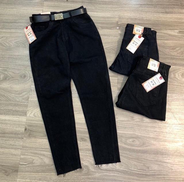 Quần baggy đen jeans trơn ko co giãn- hình thật shop tự chụp