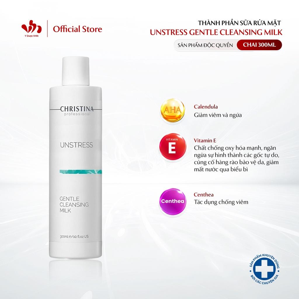 Sửa Rửa Mặt Unstress Gentle Cleansing Milk CHRISTINA Hỗ Trợ Làm Sạch Bụi Bẩn, Cân Bằng Độ Ẩm Cho Da 300ml