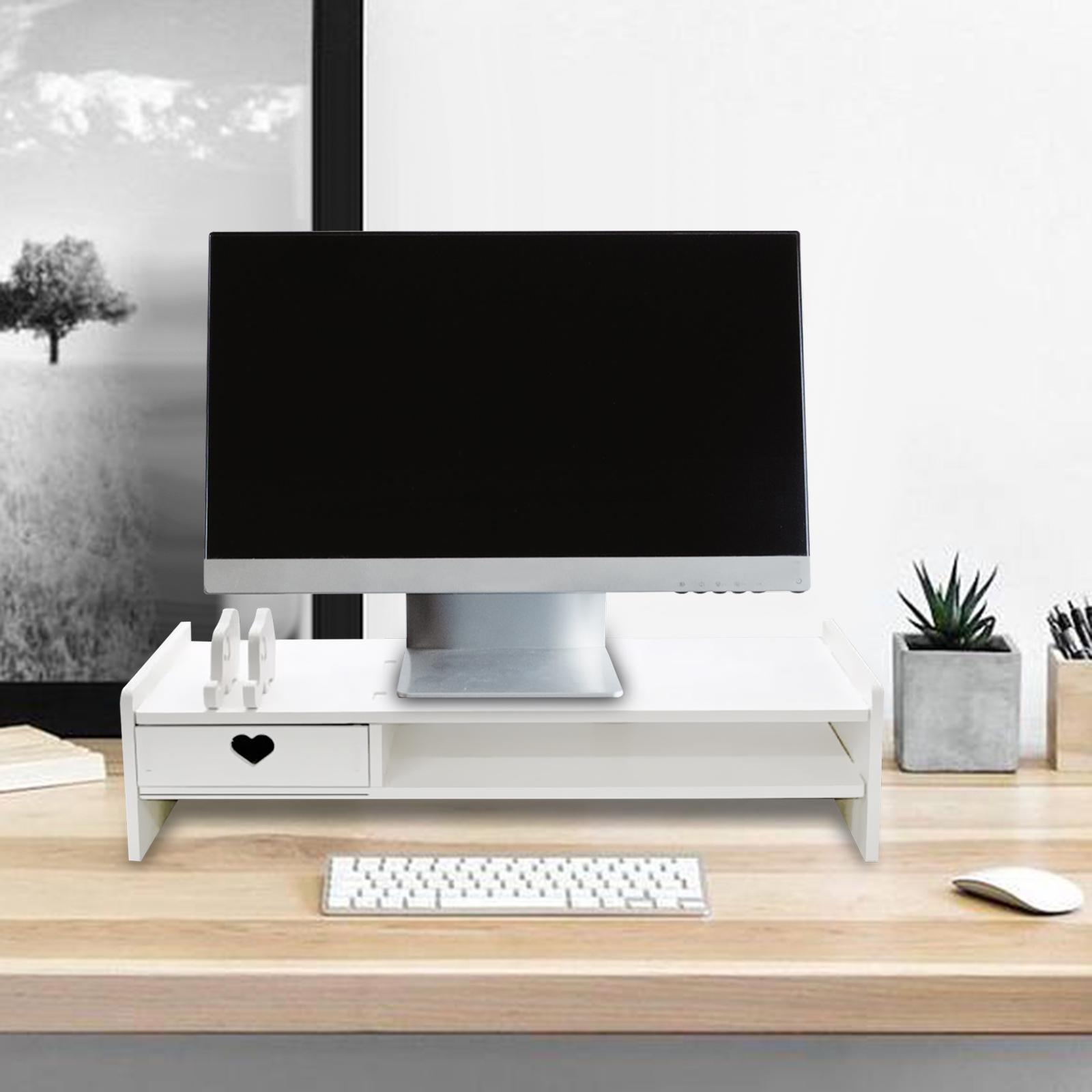 Monitor Stand Riser, Laptop Stand Computer Shelf Holder with Storage Drawer Desktop Stand Storage Organizer for PC, Printer