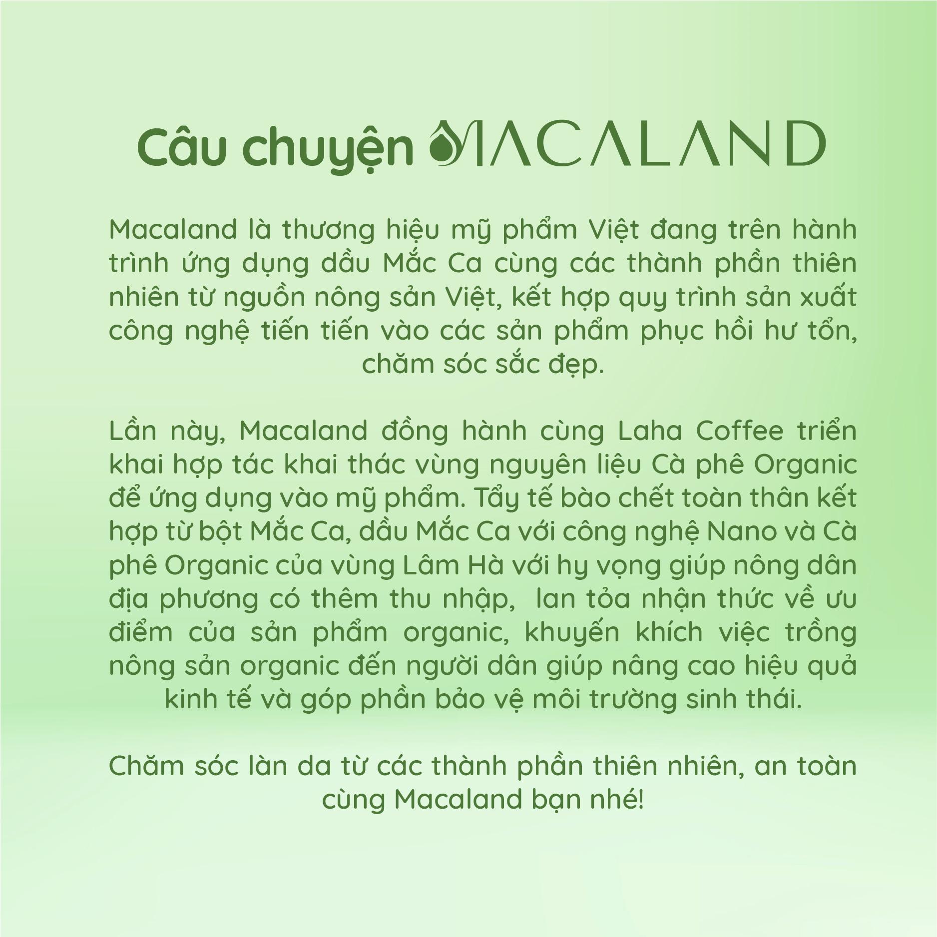 Tẩy Tế Bào Chết Body Cà Phê Organic - Mắc Ca Macaland 35g/225g Dưỡng Ẩm, Chăm Da Sáng Mịn