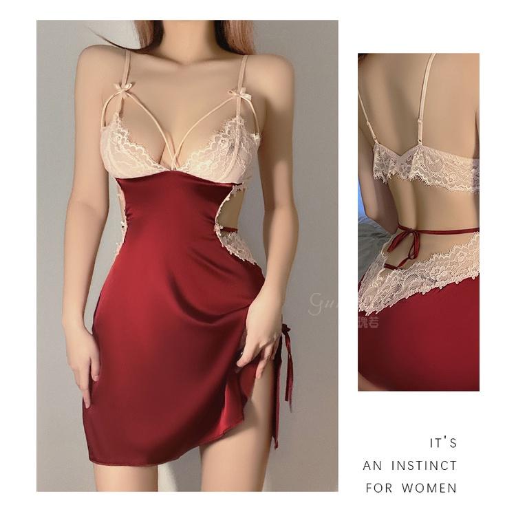 Đầm ngủ / Váy Ngủ Hở Lưng Thắt Dây Quý Phái Cao Cấp 1963