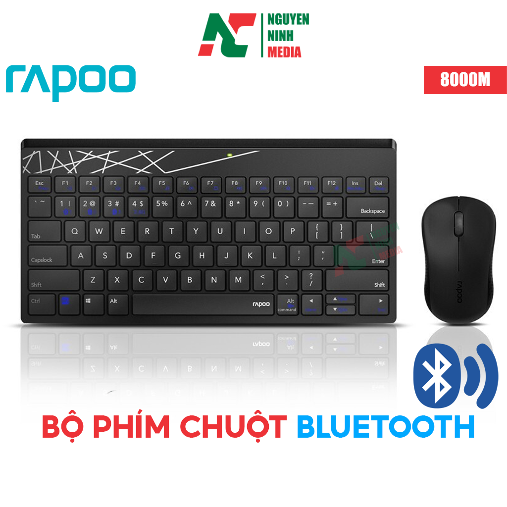 Bộ Phím Chuột Bluetooth Rapoo 8000M Kết Nối Nhiều Thiết Bị - Hàng Chính Hãng