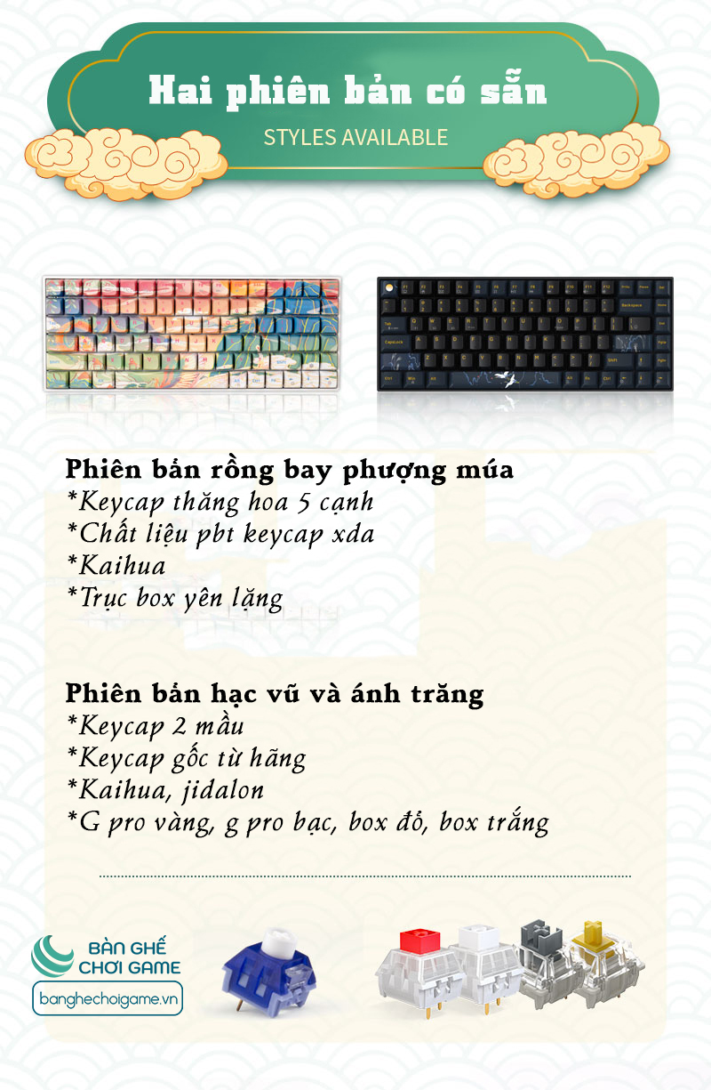 Bàn phím cơ không dây Newmen GM840 Pro Long Phụng - Kailh Box Hush V3 Switch - Hotswap - Hàng chính hãng
