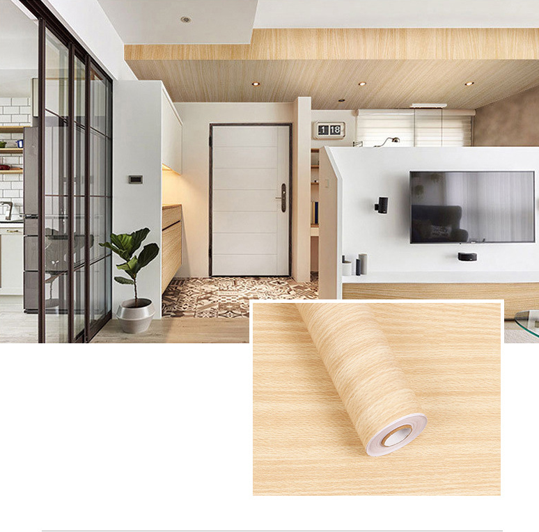 Combo 10 mét giấy dán tường, decal dán tường trang trí nhà cửa VÁN VÀNG KHÔNG SỌC khổ 45cm