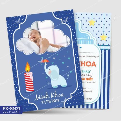 Thiệp thôi nôi – sinh nhật theo yêu cầu Pluxi