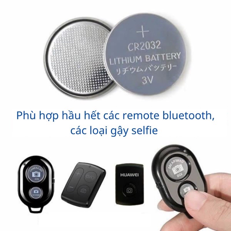 Pin Cúc CR-2032 Lithium 3V dung lượng 200mAh dùng cho remote bluetooth gậy Selfie, smartkey, đồng hồ (1 vỉ = 5 viên)