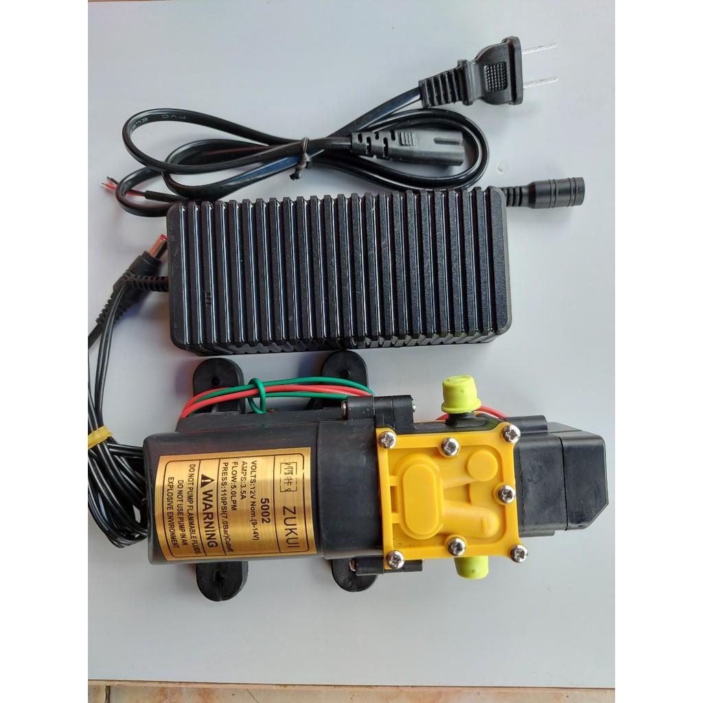 Bơm tăng áp Giá Rẻ. bơm Zukui đơn kèm nguồn 12V-5A. sử dụng cho xịt rửa xe. tưới lan. phun sương làm mát.