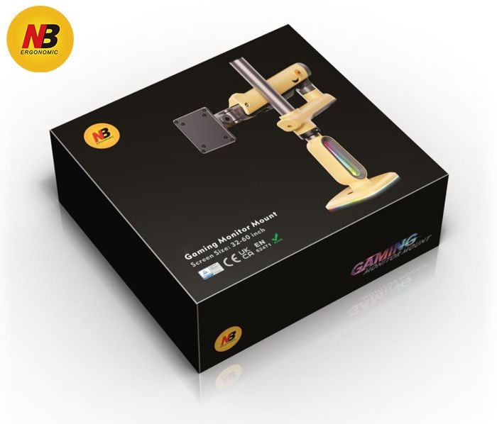 Giá Treo Màn Hình LCD Gắn Bàn NB D9 Vàng LED RGB (32" - 60") – Hàng Chính Hãng