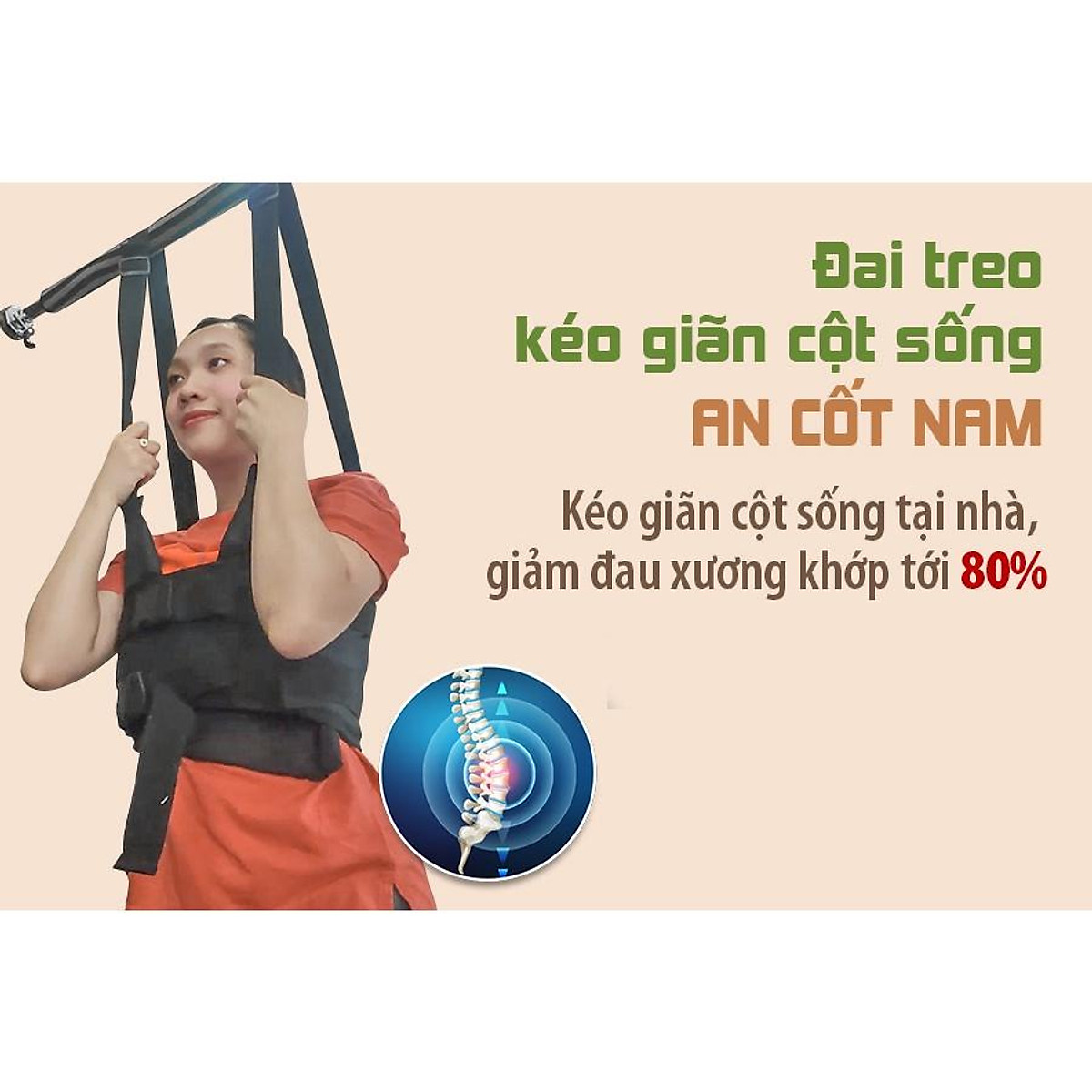 AN CỐT NAM - Đai Kéo Giãn Cột Sống Treo Xà Cho Người Thoát Vị, Thoái Hóa, Đau Lưng bảo hành 2 năm lỗi 1 đổi 1