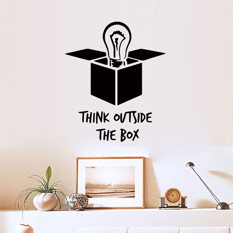 Decal Tiếng Anh Dán Trang Trí Văn Phòng Truyền Cảm Hứng "Think outside the box" mẫu số 1