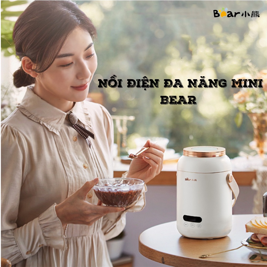 Nồi điện đa năng mini Bear DRG-P08D1, 0.8 lít, nồi điện nhỏ, nồi nấu, nồi hầm tiện lợi - Hàng Chính Hãng