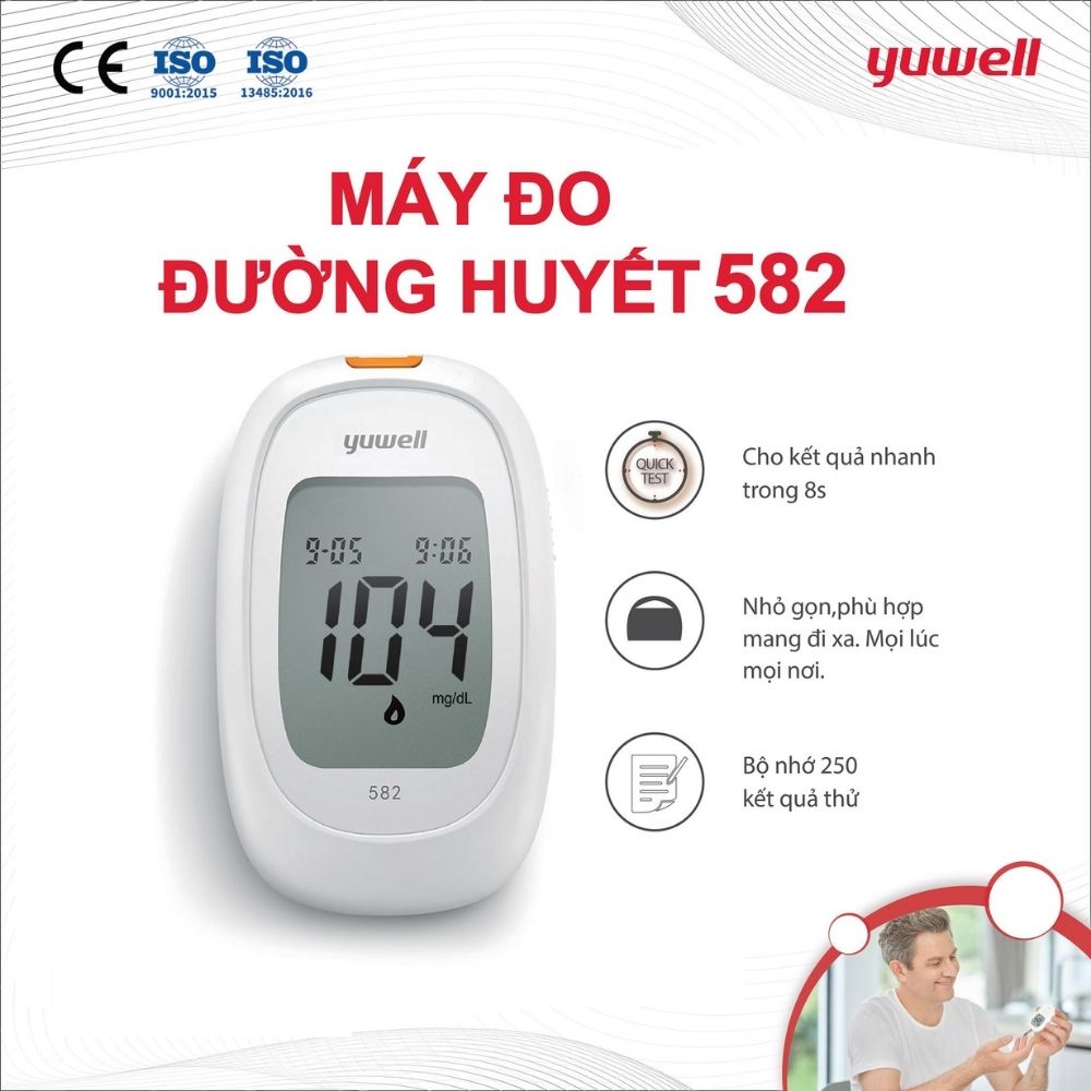 Máy Đo Đường Huyết Thế Hệ Mới Yuwell Accusure 582 - Kết Quả Chính Xác - Bảo Hành Trọn Đời