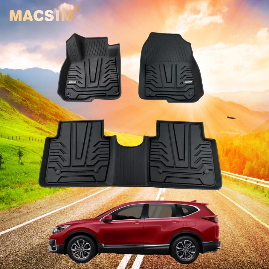 Thảm lót sàn xe ô tô Honda CRV 2018- nay nhãn hiệu Macsim - chất liệu nhựa TPE đúc khuôn cao cấp - màu đen