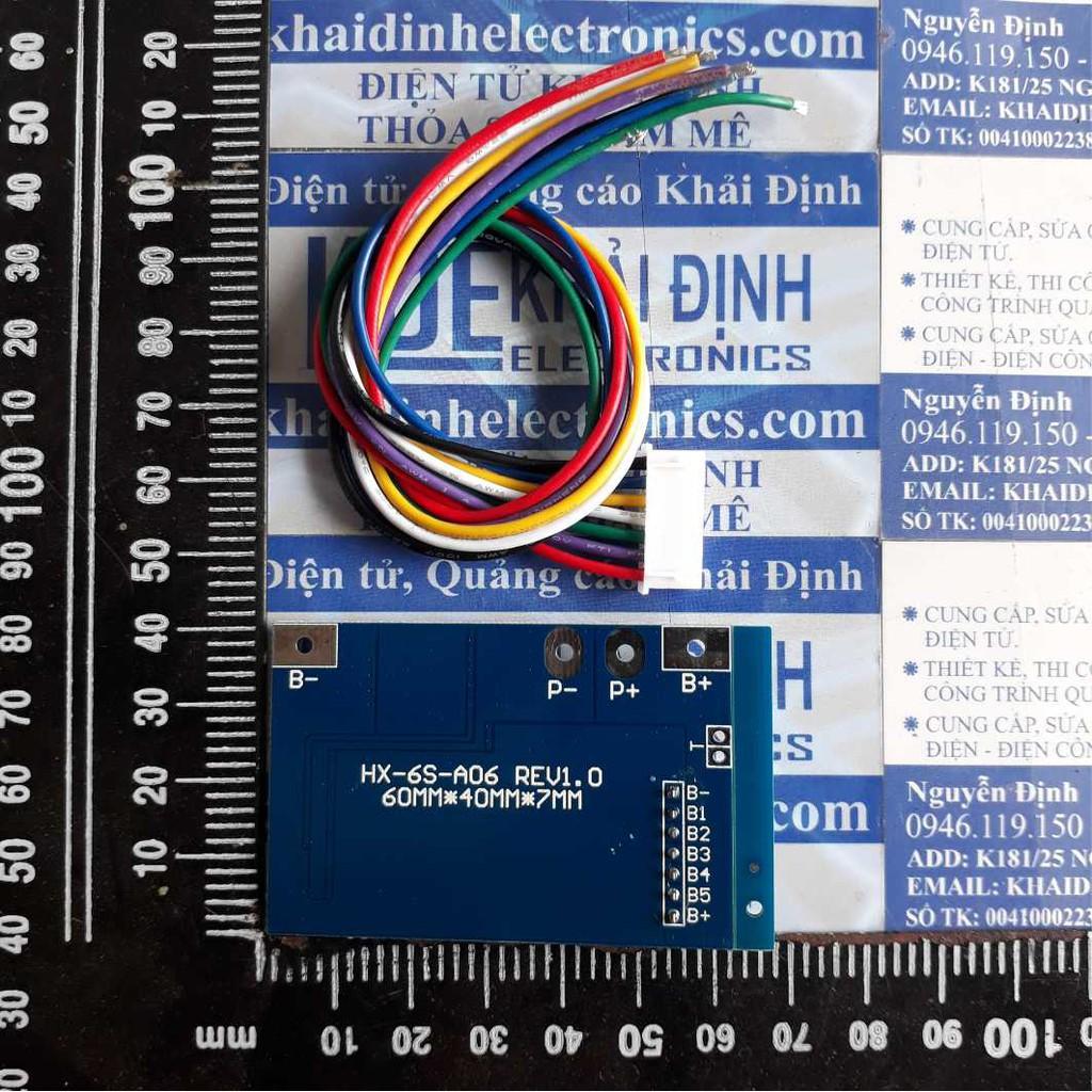 Module SẠC, bảo vệ quá tải, cân bằng dòng áp pin 18650 6 viên 22.2V-25.2v 10A kde3453