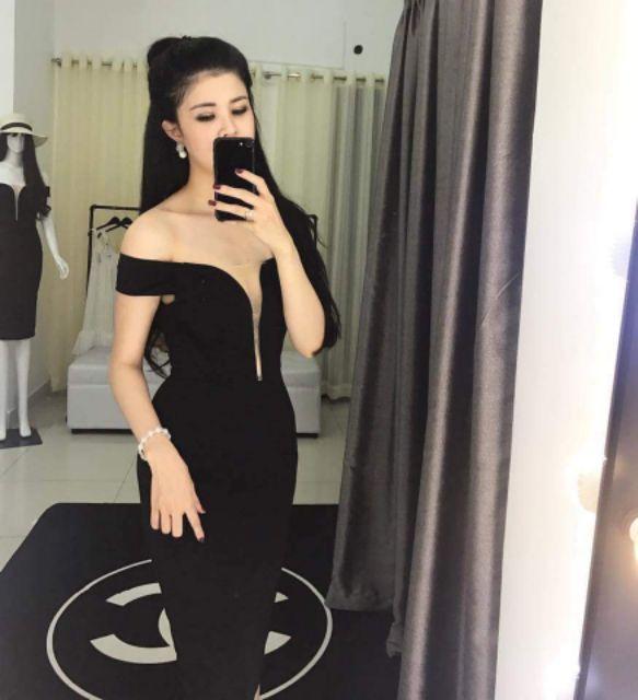 Đầm body bẹt vai hở ngực sexy