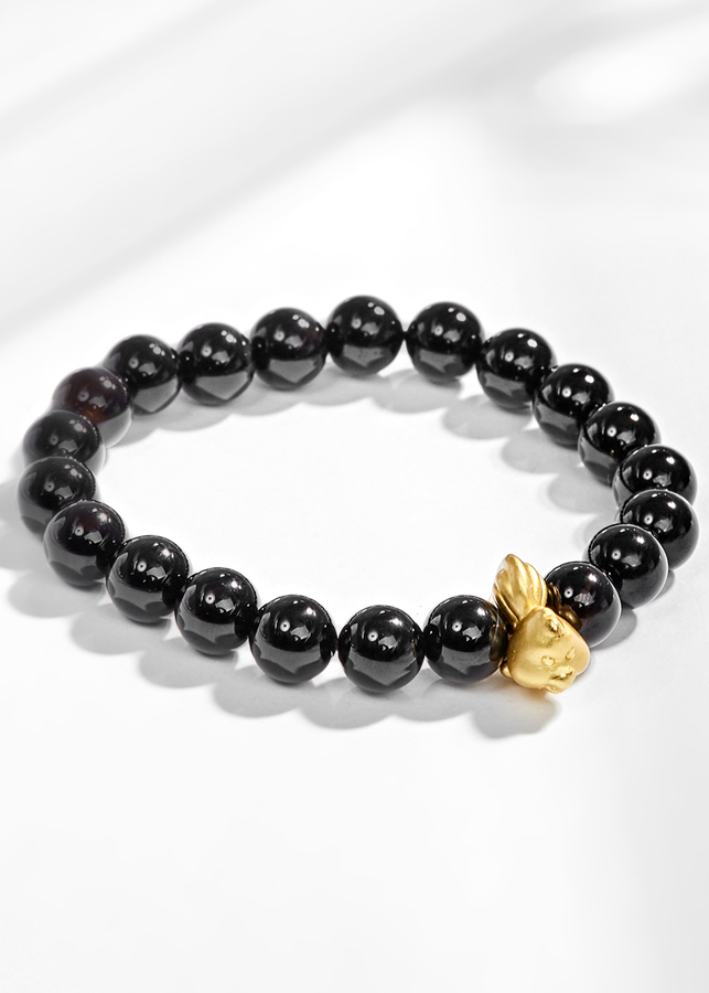 Vòng Tay Đá Thiên Thạch Charm Tuổi Dậu Bạc Mạ Vàng 24K Ngọc Quý Gemstones