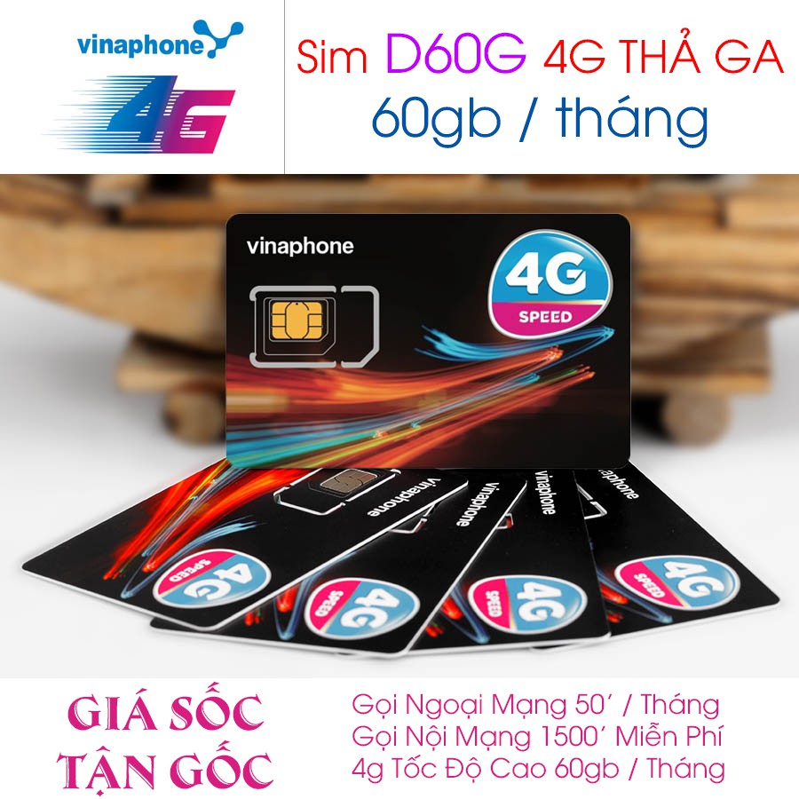 SIM 4G D60G VINA TRỌN GÓI 1 NĂM - 2GB/NGÀY