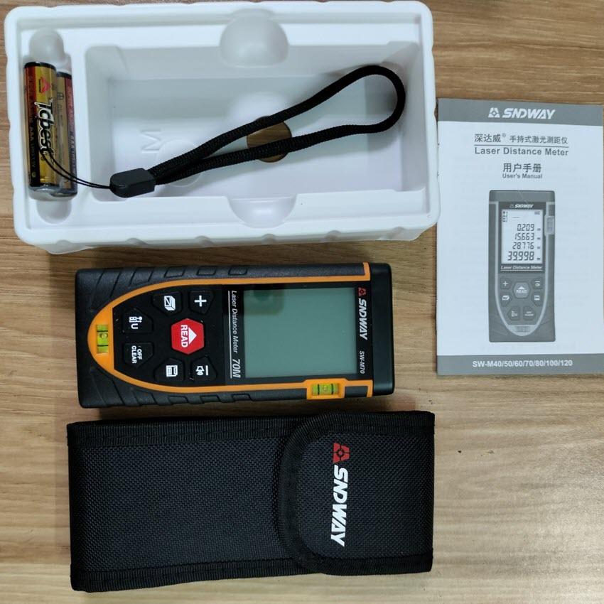 Thước đo khoảng cách, đo bằng tia laser – SNDWAY 70M – Đo đạc nhanh, chính xác, màn hình Led rõ nét, Tiêu chuẩn IP54