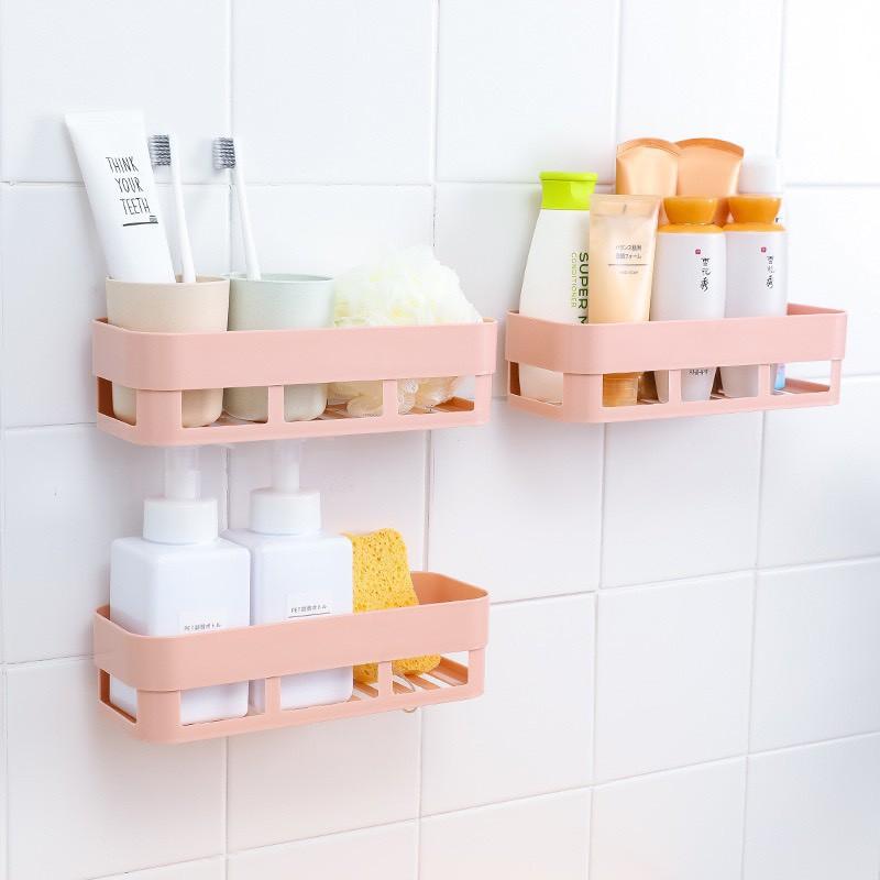 Kệ dán tường nhà tắm nhà bếp đa năng đựng vật dụng bàn chải kem đánh răng dầu gội mỹ phẩm