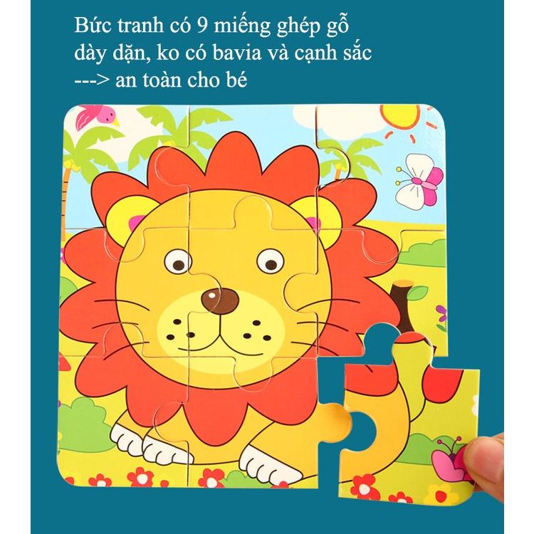 Combo 10 Đồ Chơi Xếp Hình Lắp Ráp Tranh Ghép Gỗ 9 Mảnh Nhiều Chủ Đề Size 15*15cm (Giao Ngẫu Nhiên Không Trùng)