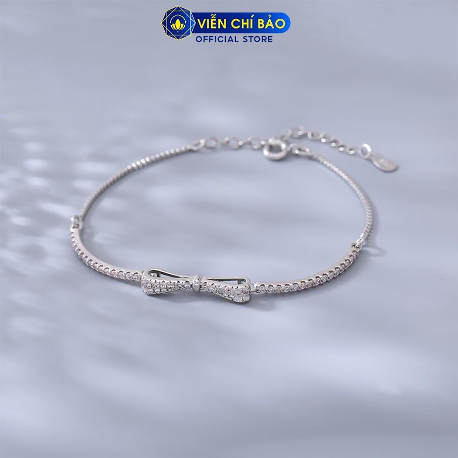 Lắc tay bạc nữ nơ đính đá lấp lánh chất liệu bạc 925 thời trang phụ kiện trang sức nữ Viễn Chí Bảo L400701