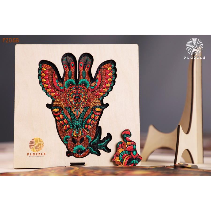 PLUZZLE Bộ xếp hình gỗ đồ chơi puzzle ghép hình con vật độc đáo - Hươu Cao Cổ – PZ058